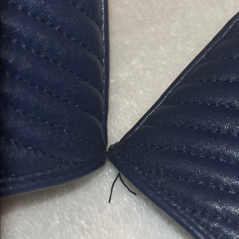 Karen Millen Navy Blue Leather Gloves